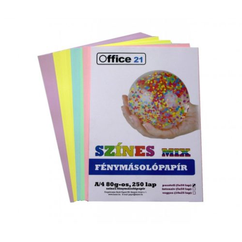 Office 21 'Színes Mix' pasztell színek,  másolópapír csomag 250db./cs.