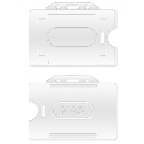 'MAS' Belépőkártya tartó fekvő átlátszó/fehér műanyag (54x86 mm)