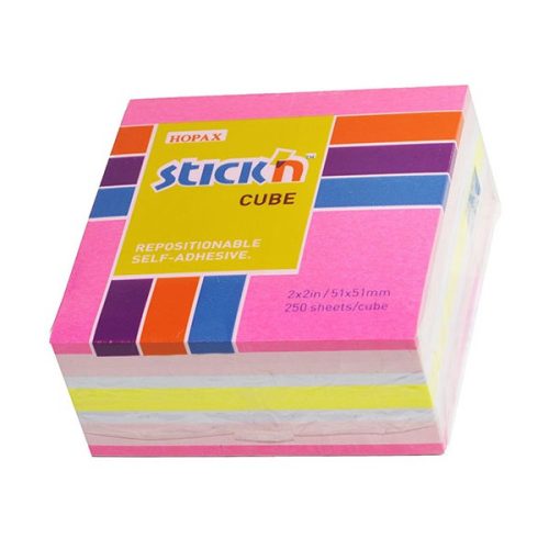 STICK'N Öntapadós jegyzettömb (51x51) pink  szivárvány (21533)
