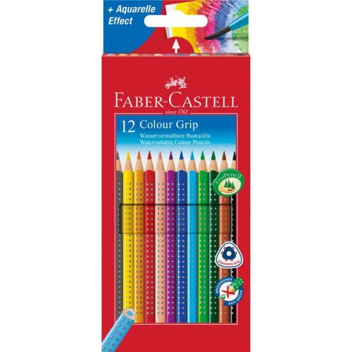 Faber-Castell 'Grip 2001' színes ceruza készlet, háromszögletű, 12 különböző szín 
