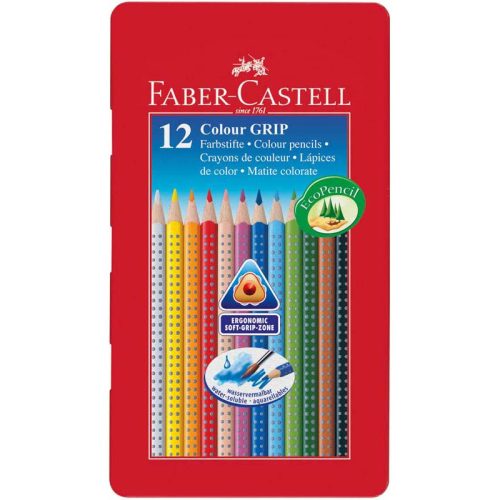 Faber-Castell  'Grip 2001'  színes ceruza készlet 12 db-os fémdobozban (TR-191608)