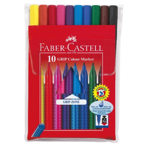 Faber-Castell 'Grip' filctoll készlet, háromszögletű, 10 különböző szín