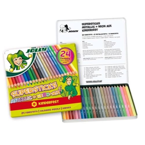 Jolly Metallic-Mix színes ceruza fém dobozban, 24 különböző szín