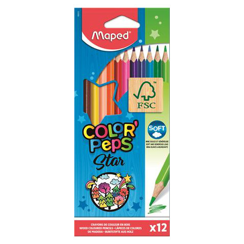 Maped 'Color'Peps' Színes ceruza készlet, háromszögletű,12 különböző szín