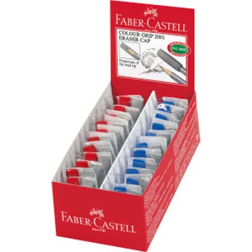 Faber-Castell 'Grip 2001 Eraser Cap' kupakradír, piros/szürke, kék/szürke