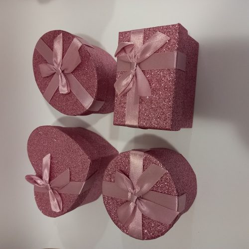 Yala Karácsonyi ajándékdoboz Rózsaszín glitteres masnival