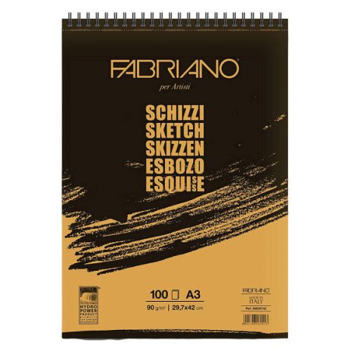 Fabriano Schizzi rajztömb, 90 g - felül spirálos, A3, 100 lapos