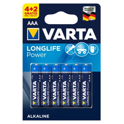 Varta 'Longlife' Elem, AAA mikro 4+2 db/csomag