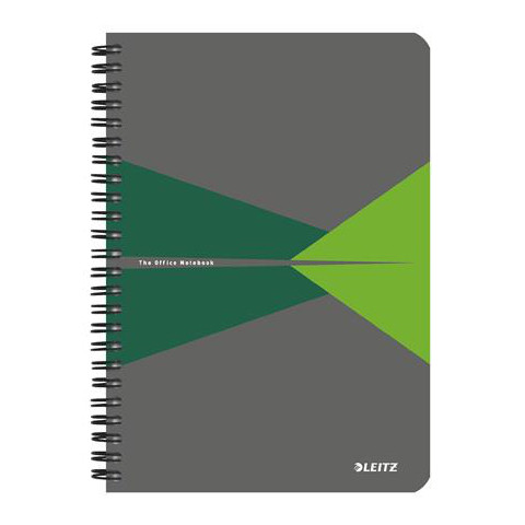 Leitz 'Office szürke-zöld' spirálfüzet, A5, kockás, 90 lapos