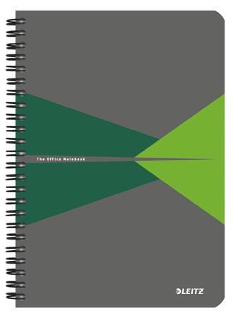 Leitz 'Office szürke-zöld' spirálfüzet, A5, vonalas, 90 lapos, PP borító